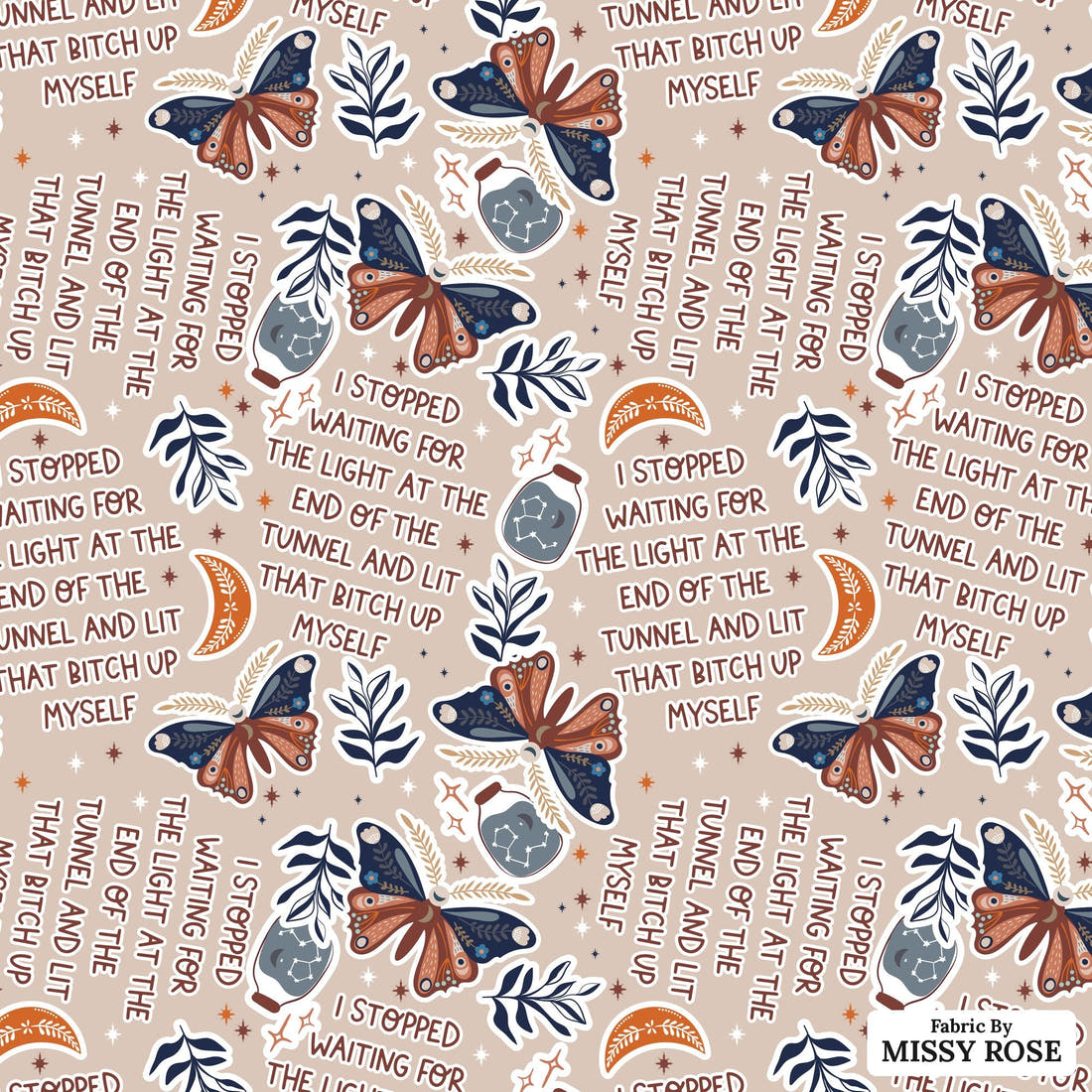 Profanity Fabric 277 - flat view of the print, zoom in for detail | Fabric by Missy Rose