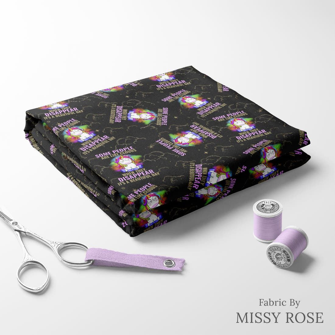 Profanity Fabric 278 folded fabric stack with matching thread - pre-order fabric Australia | Fabric by Missy Rose