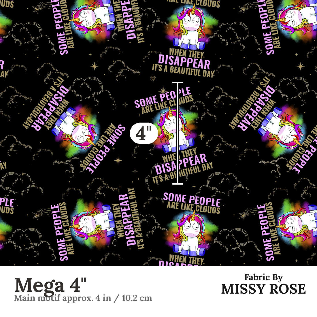 Profanity Fabric 278 Mega 4 inch print scale guide | Fabric by Missy Rose