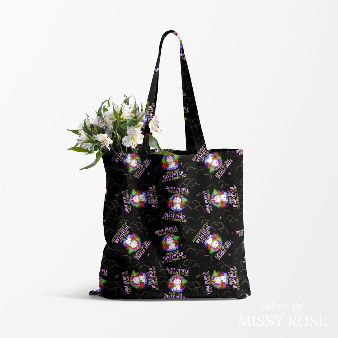 Profanity Fabric 278 made up as a tote bag - see how the print looks made up | Fabric by Missy Rose