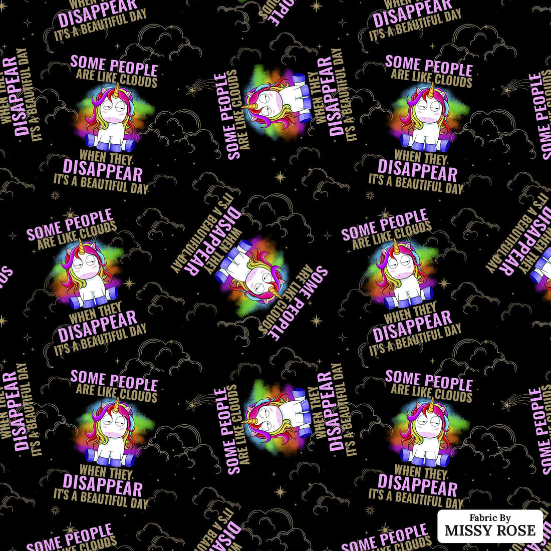 Profanity Fabric 278 - flat view of the print, zoom in for detail | Fabric by Missy Rose