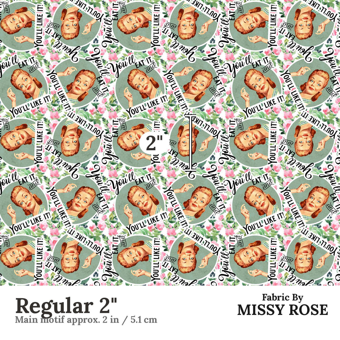 Profanity Fabric 279 Regular 2 inch print scale guide | Fabric by Missy Rose