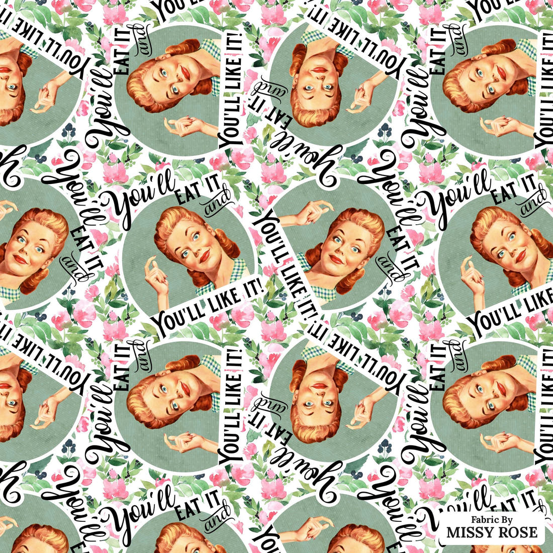 Profanity Fabric 279 - flat view of the print, zoom in for detail | Fabric by Missy Rose