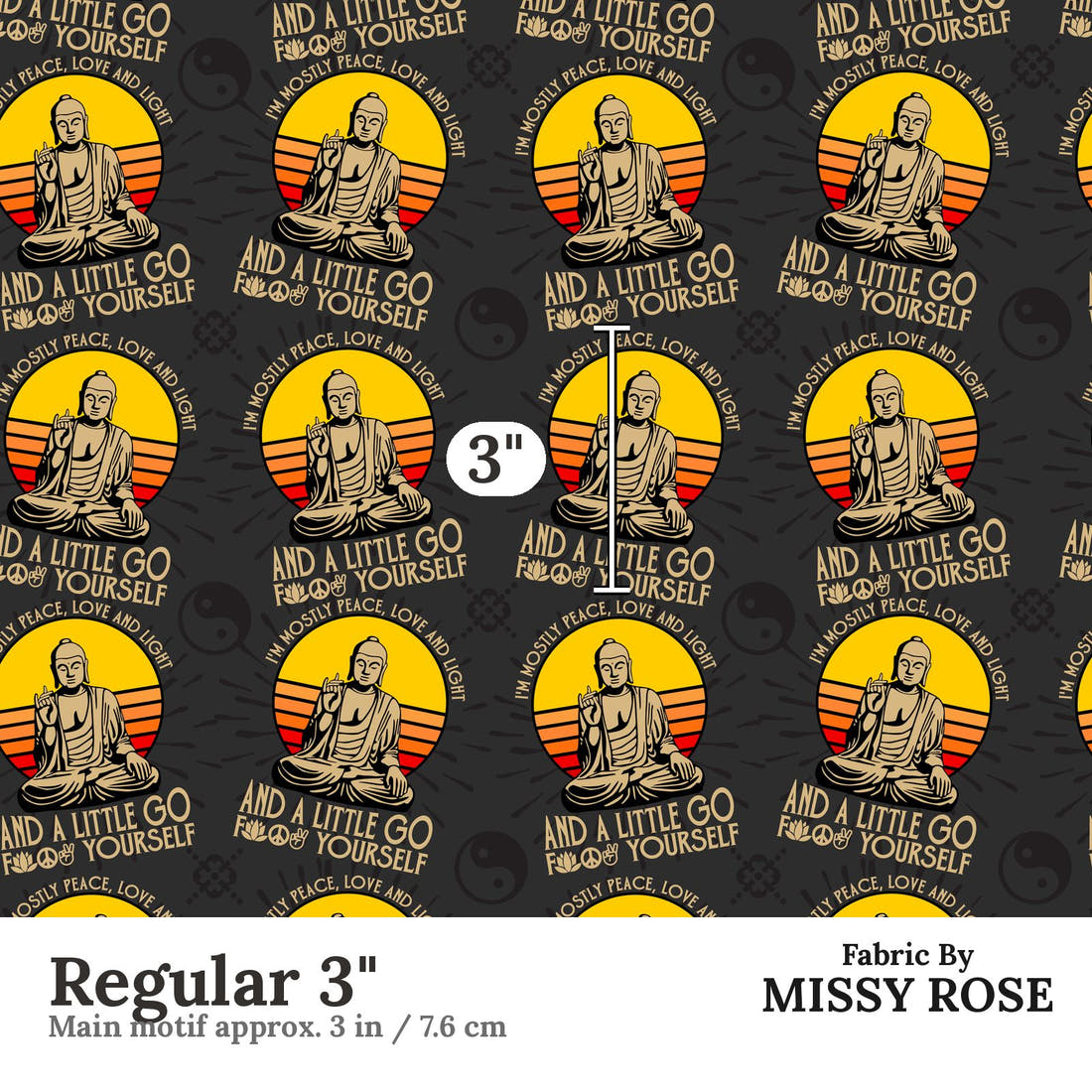 Profanity Fabric 28 Regular 3 inch print scale guide | Fabric by Missy Rose