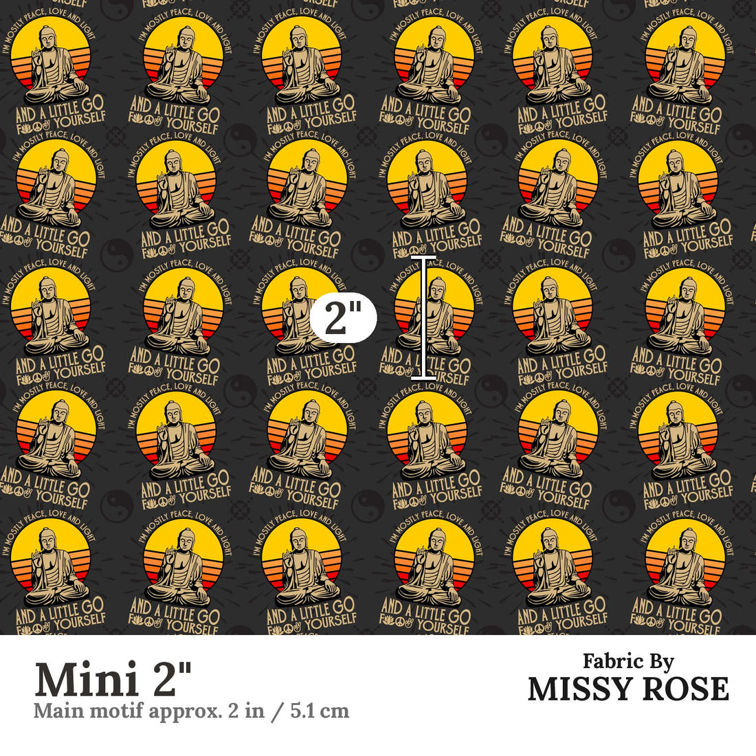 Profanity Fabric 28 Mini 2 inch print scale guide | Fabric by Missy Rose