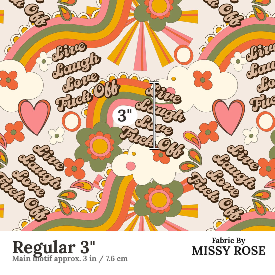 Profanity Fabric 281 Regular 3 inch print scale guide | Fabric by Missy Rose