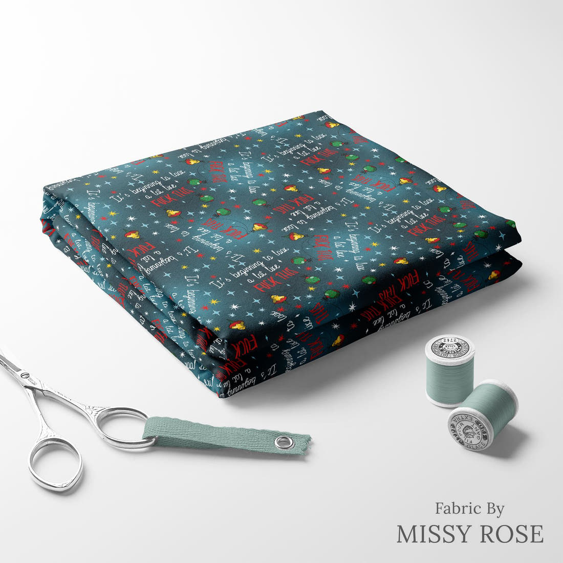 Profanity Fabric 282 folded fabric stack with matching thread - pre-order fabric Australia | Fabric by Missy Rose