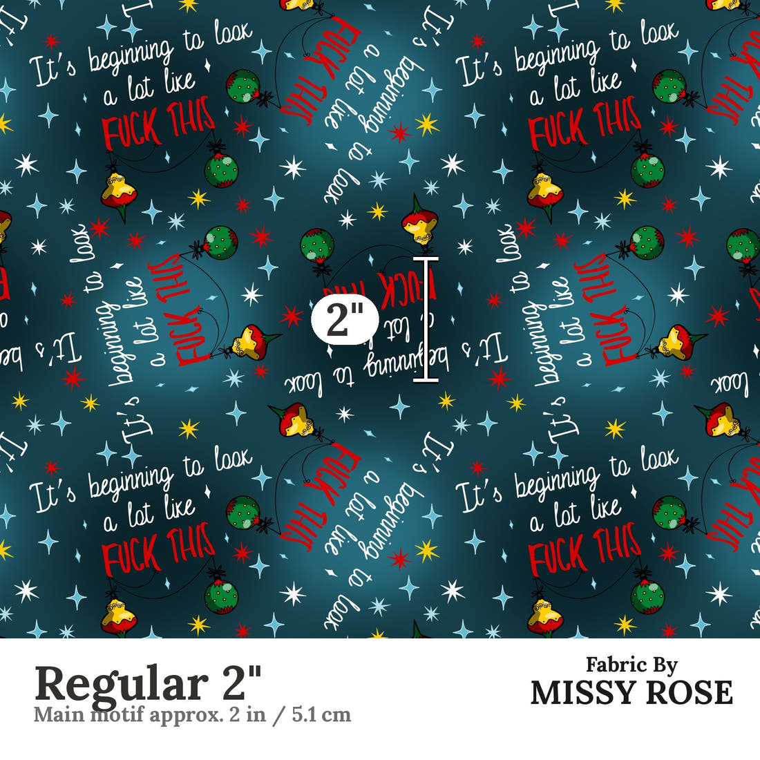 Profanity Fabric 282 Regular 2 inch print scale guide | Fabric by Missy Rose