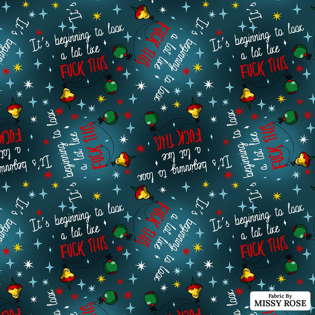 Profanity Fabric 282 - flat view of the print, zoom in for detail | Fabric by Missy Rose