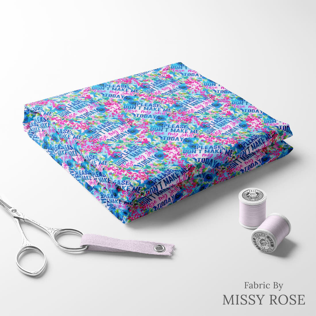 Profanity Fabric 283 folded fabric stack with matching thread - pre-order fabric Australia | Fabric by Missy Rose