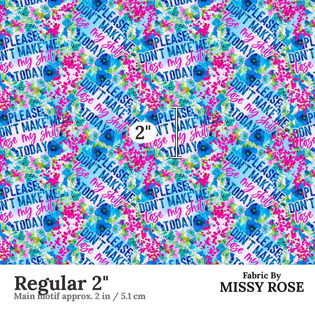 Profanity Fabric 283 Regular 2 inch print scale guide | Fabric by Missy Rose