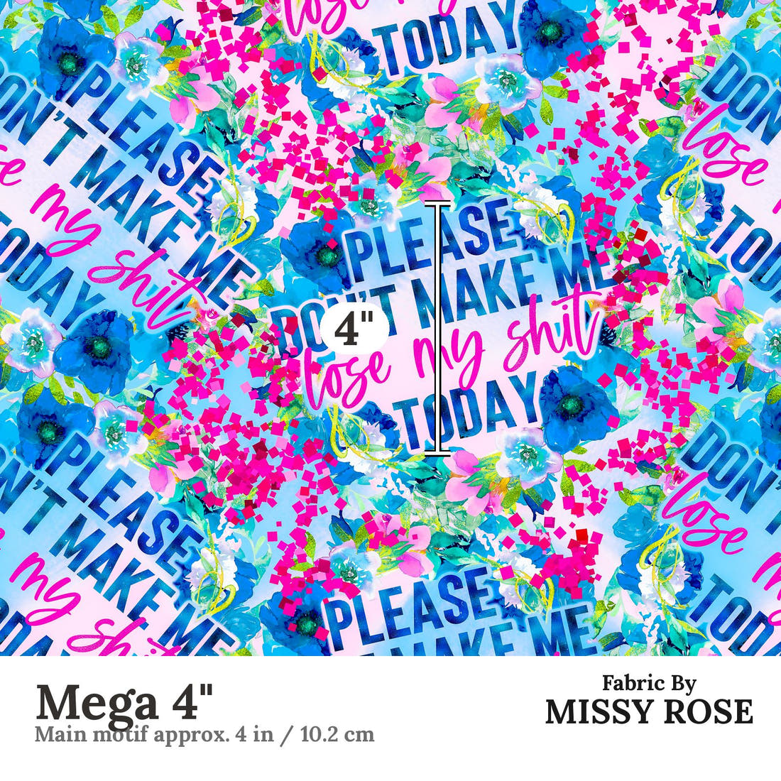 Profanity Fabric 283 Mega 4 inch print scale guide | Fabric by Missy Rose