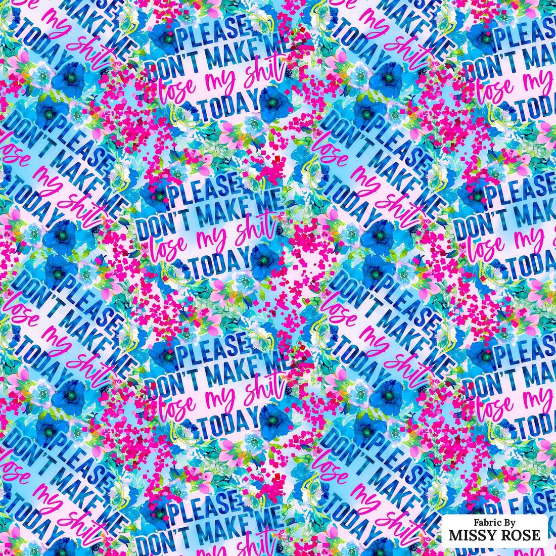 Profanity Fabric 283 - flat view of the print, zoom in for detail | Fabric by Missy Rose
