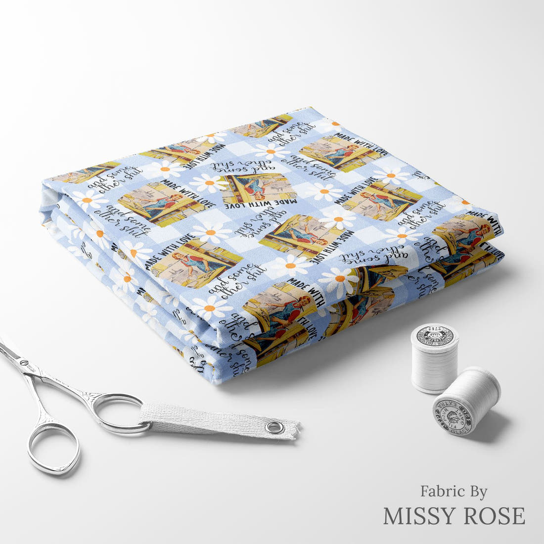 Profanity Fabric 285 folded fabric stack with matching thread - pre-order fabric Australia | Fabric by Missy Rose