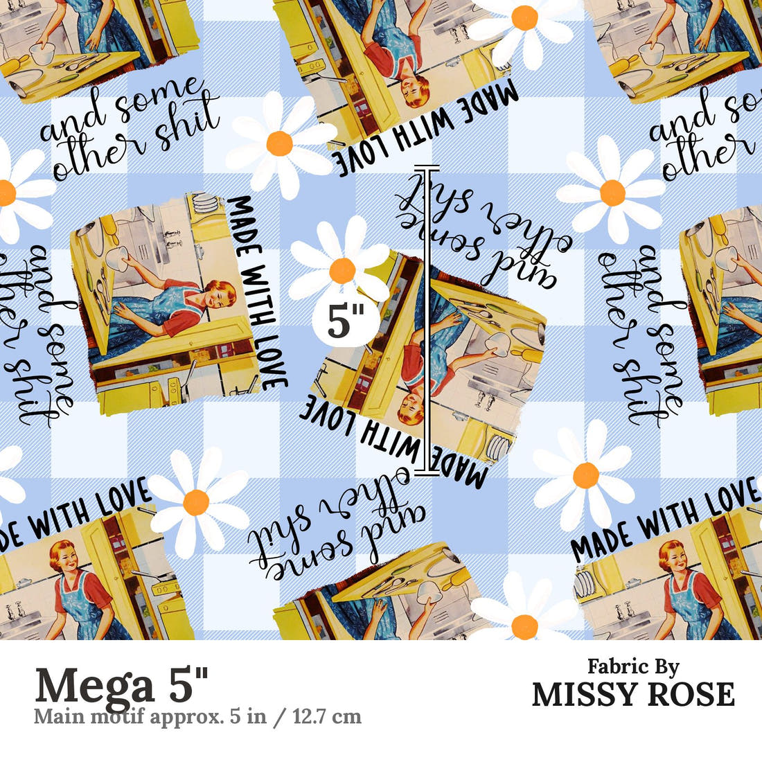 Profanity Fabric 285 Mega 5 inch print scale guide | Fabric by Missy Rose