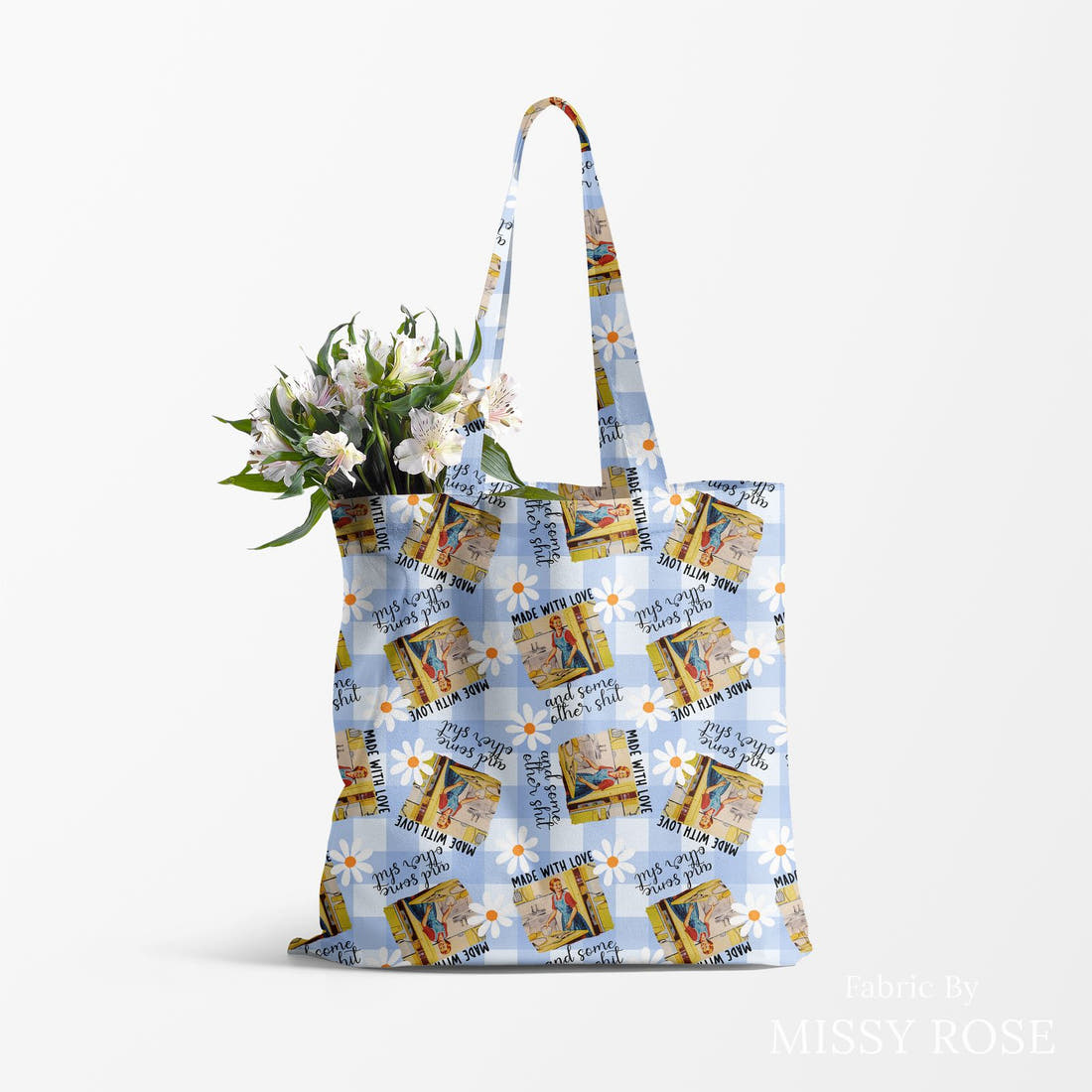 Profanity Fabric 285 made up as a tote bag - see how the print looks made up | Fabric by Missy Rose
