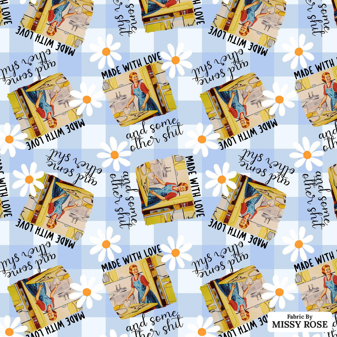 Profanity Fabric 285 - flat view of the print, zoom in for detail | Fabric by Missy Rose