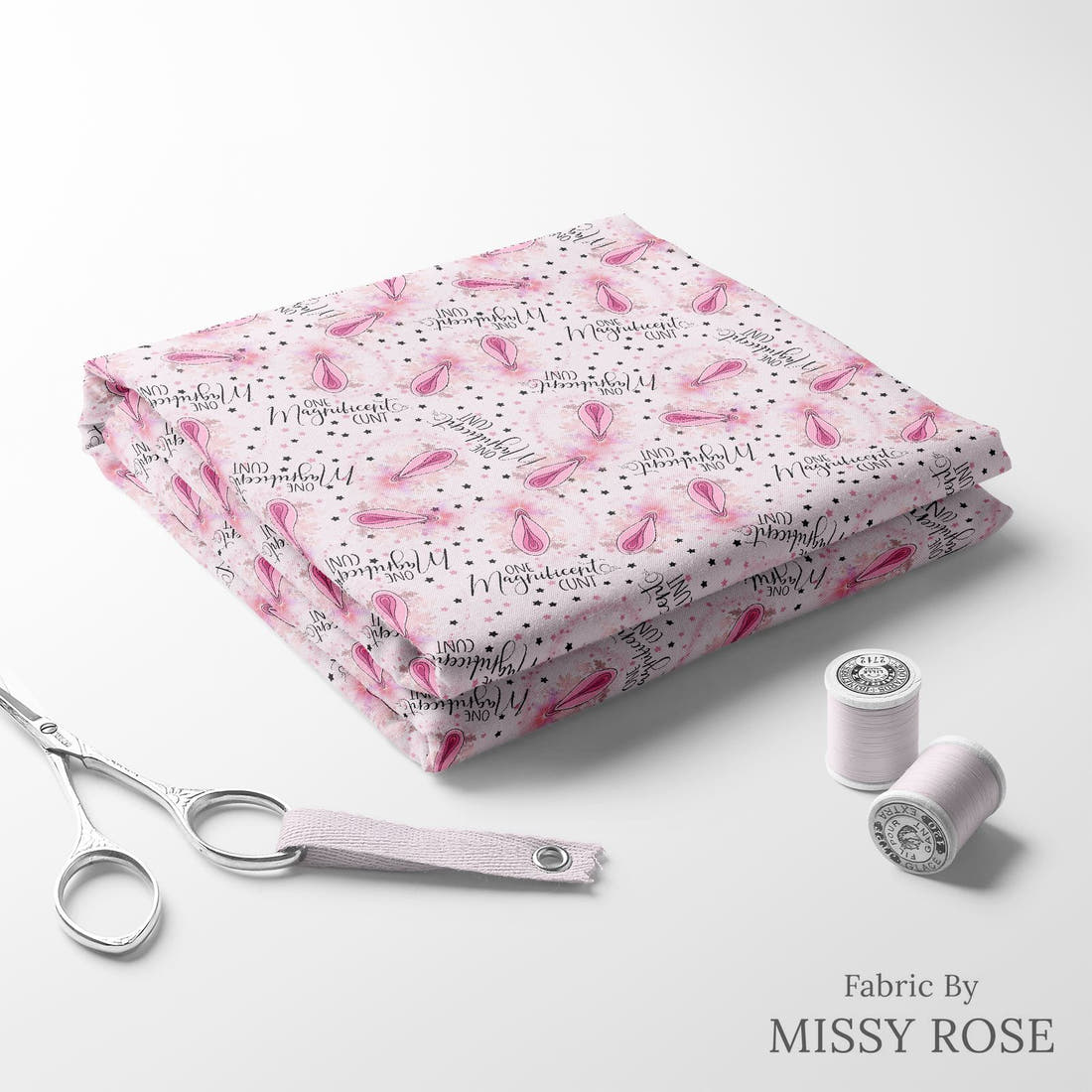 Profanity Fabric 286 folded fabric stack with matching thread - pre-order fabric Australia | Fabric by Missy Rose