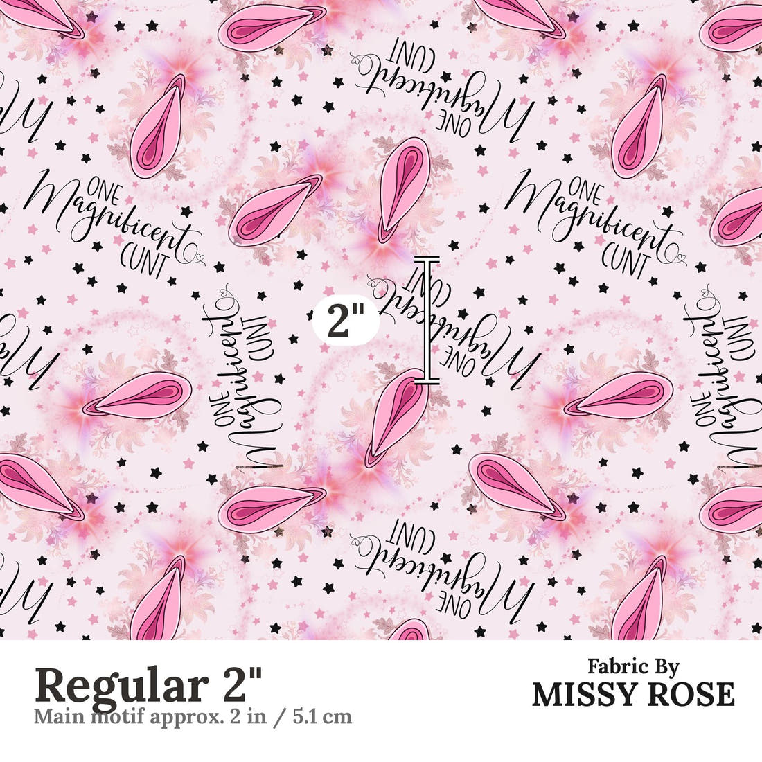 Profanity Fabric 286 Regular 2 inch print scale guide | Fabric by Missy Rose