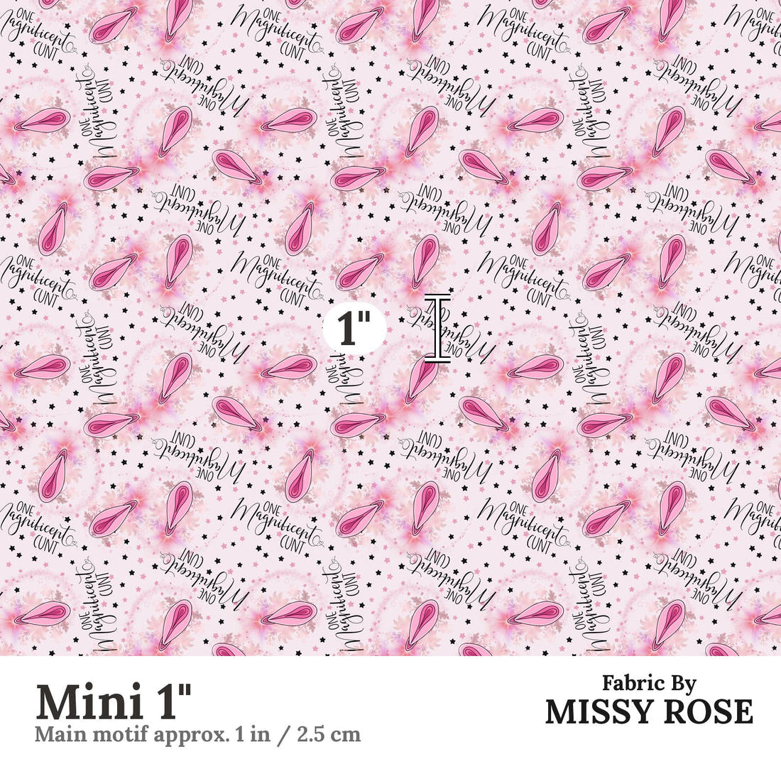 Profanity Fabric 286 Mini 1 inch print scale guide | Fabric by Missy Rose