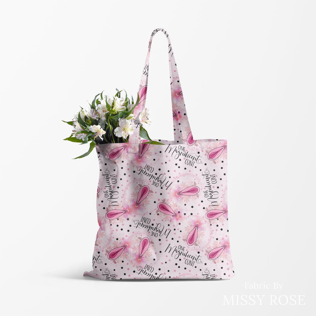 Profanity Fabric 286 made up as a tote bag - see how the print looks made up | Fabric by Missy Rose