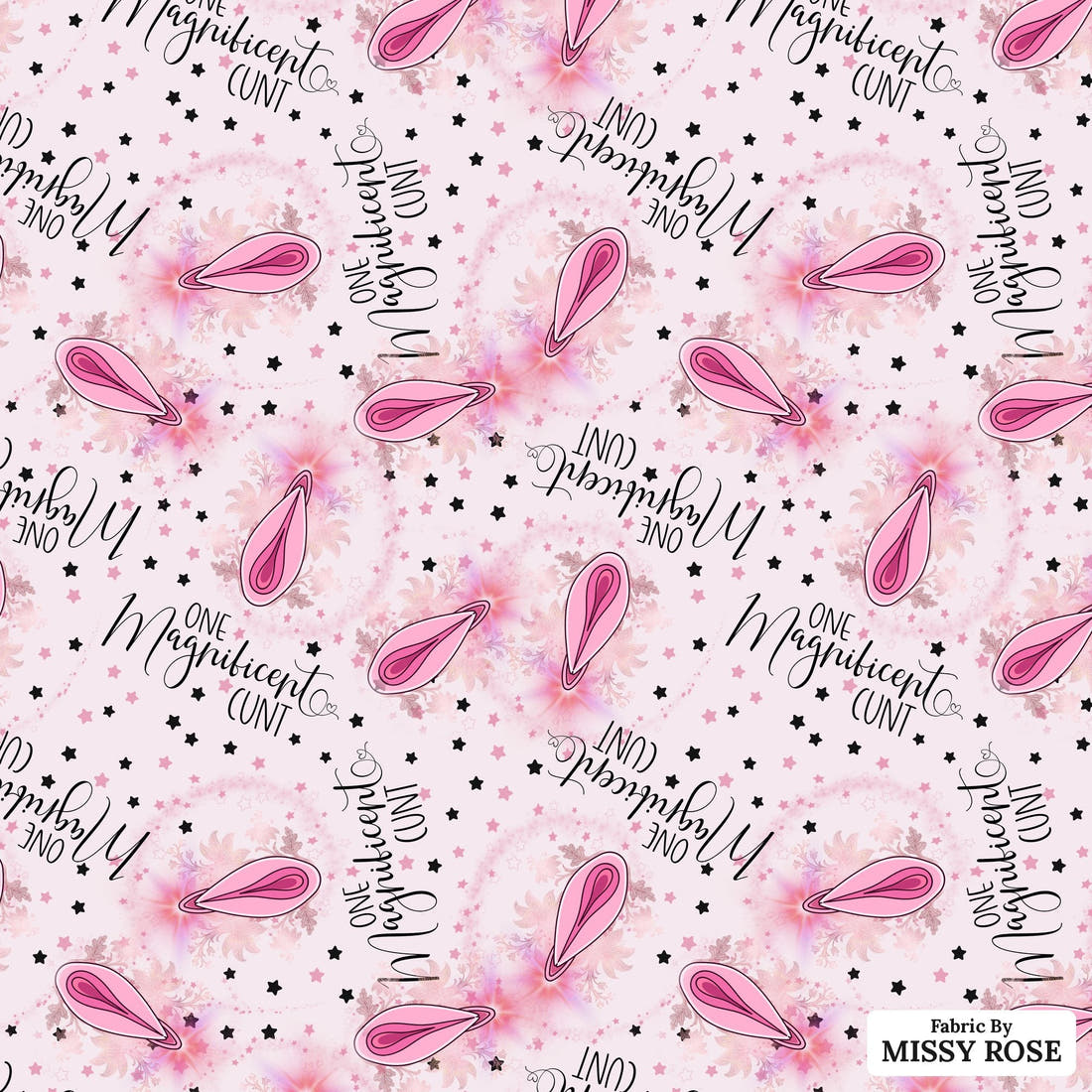Profanity Fabric 286 - flat view of the print, zoom in for detail | Fabric by Missy Rose