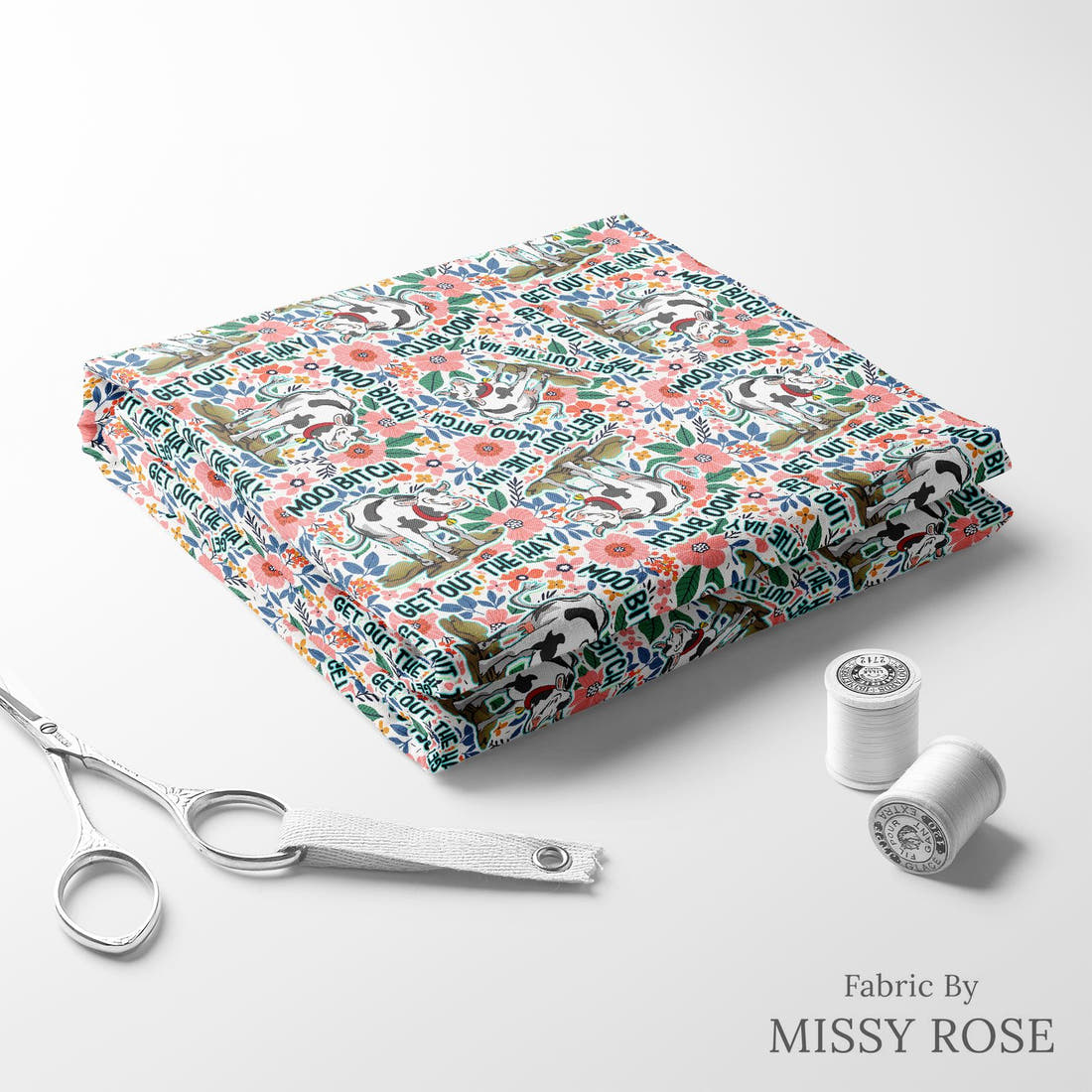 Profanity Fabric 288 folded fabric stack with matching thread - pre-order fabric Australia | Fabric by Missy Rose