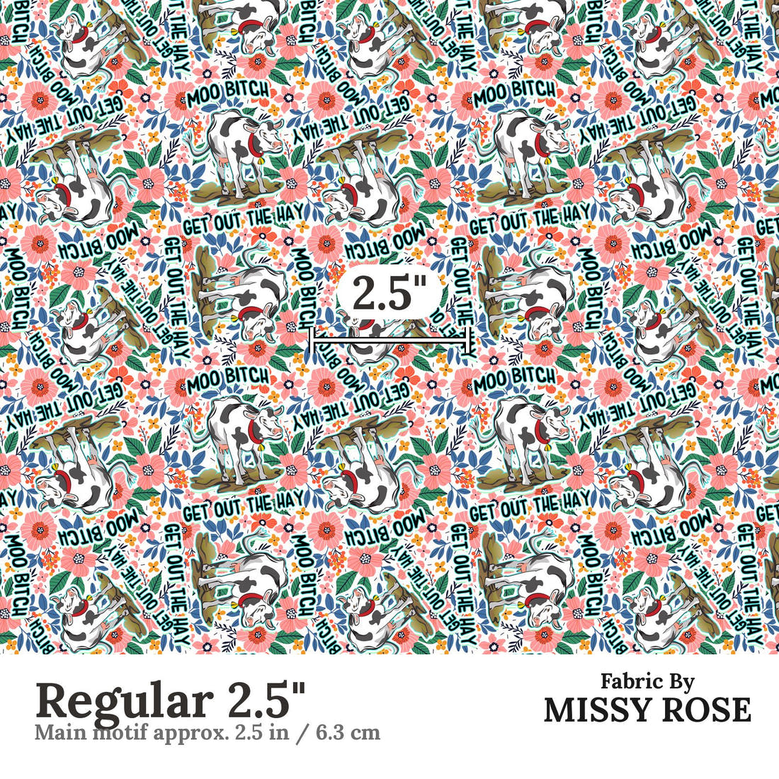 Profanity Fabric 288 Regular 2.5 inch print scale guide | Fabric by Missy Rose