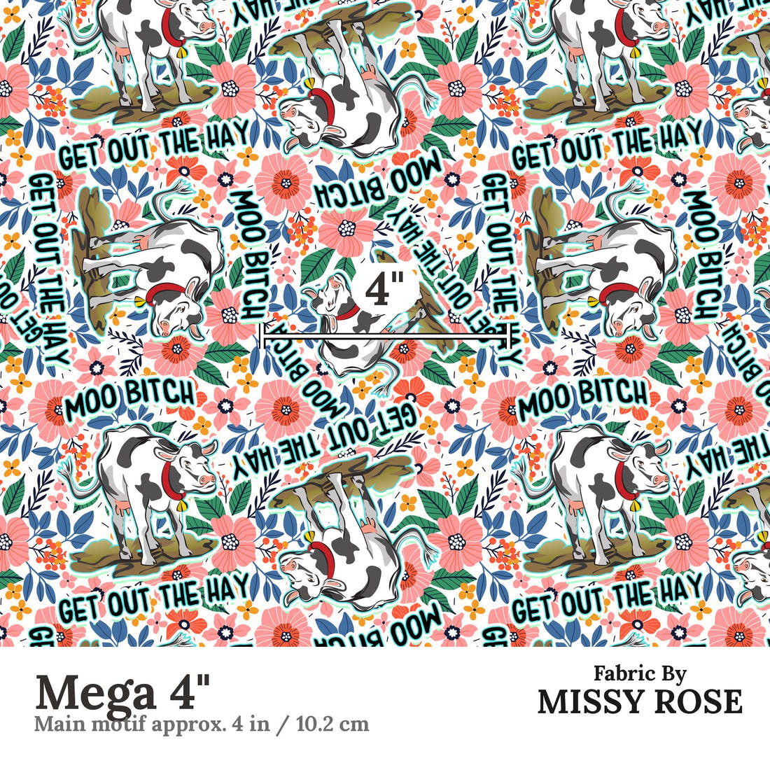 Profanity Fabric 288 Mega 4 inch print scale guide | Fabric by Missy Rose