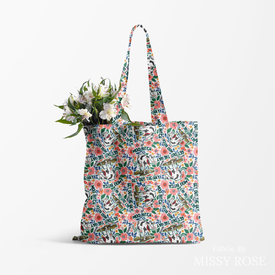 Profanity Fabric 288 made up as a tote bag - see how the print looks made up | Fabric by Missy Rose