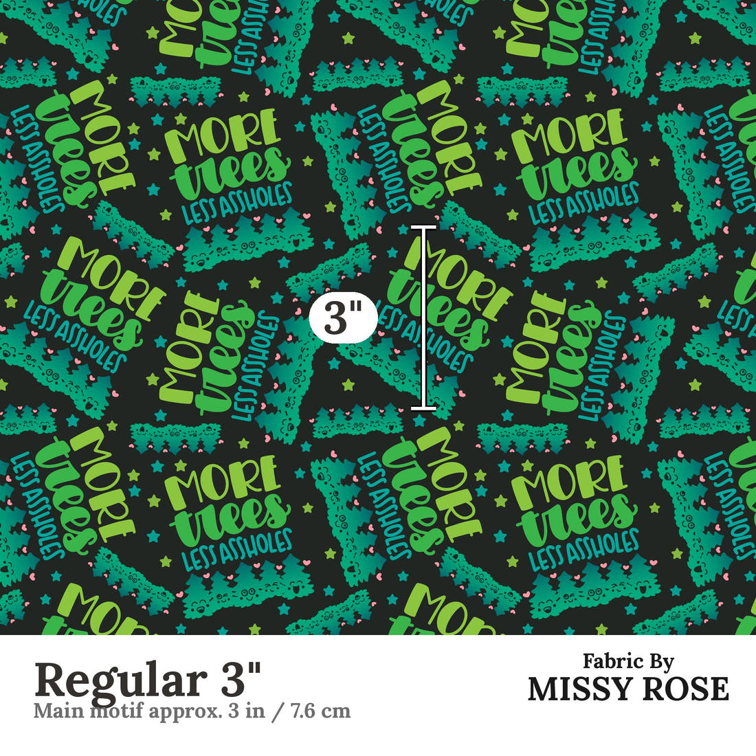 Profanity Fabric 289 Regular 3 inch print scale guide | Fabric by Missy Rose