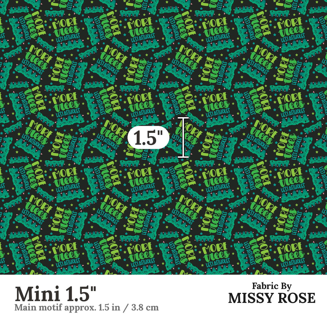 Profanity Fabric 289 Mini 1.5 inch print scale guide | Fabric by Missy Rose