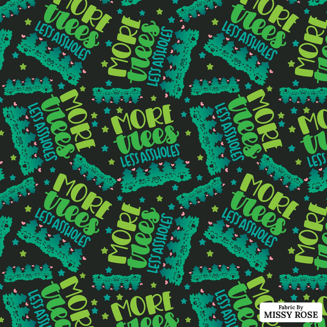 Profanity Fabric 289 - flat view of the print, zoom in for detail | Fabric by Missy Rose