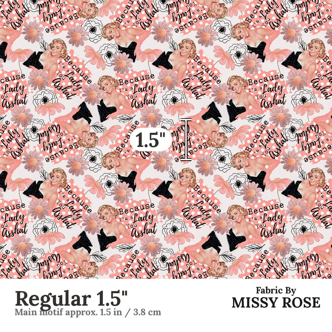 Profanity Fabric 29 Regular 1.5 inch print scale guide | Fabric by Missy Rose