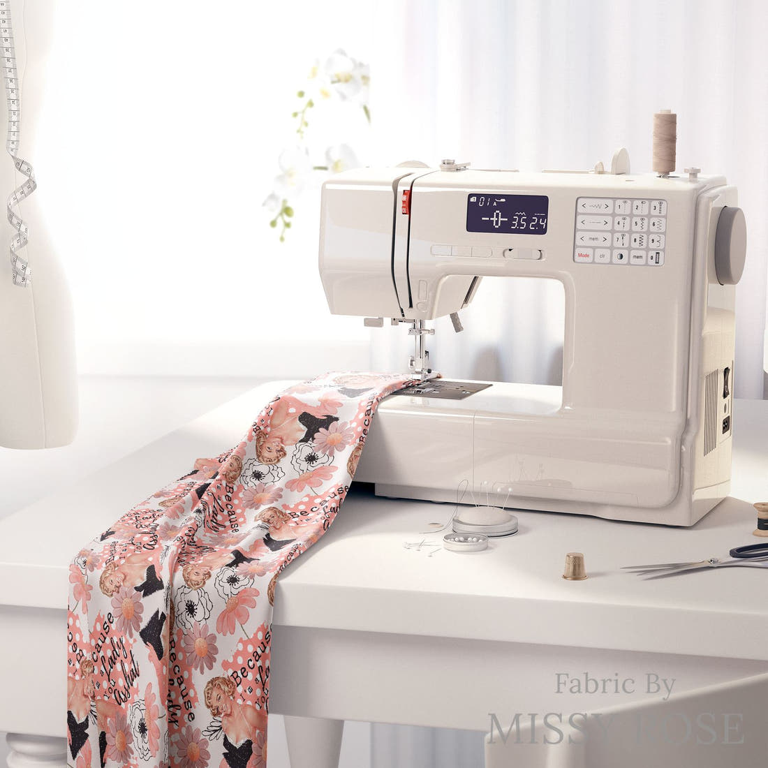 Profanity Fabric 29 on a sewing machine - premium fabric for sewing projects | Fabric by Missy Rose