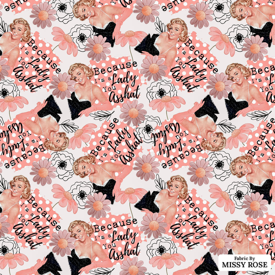 Profanity Fabric 29 - flat view of the print, zoom in for detail | Fabric by Missy Rose
