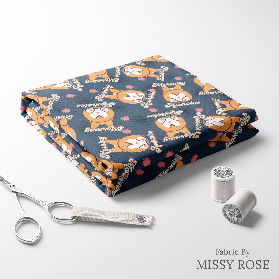 Profanity Fabric 290 folded fabric stack with matching thread - pre-order fabric Australia | Fabric by Missy Rose