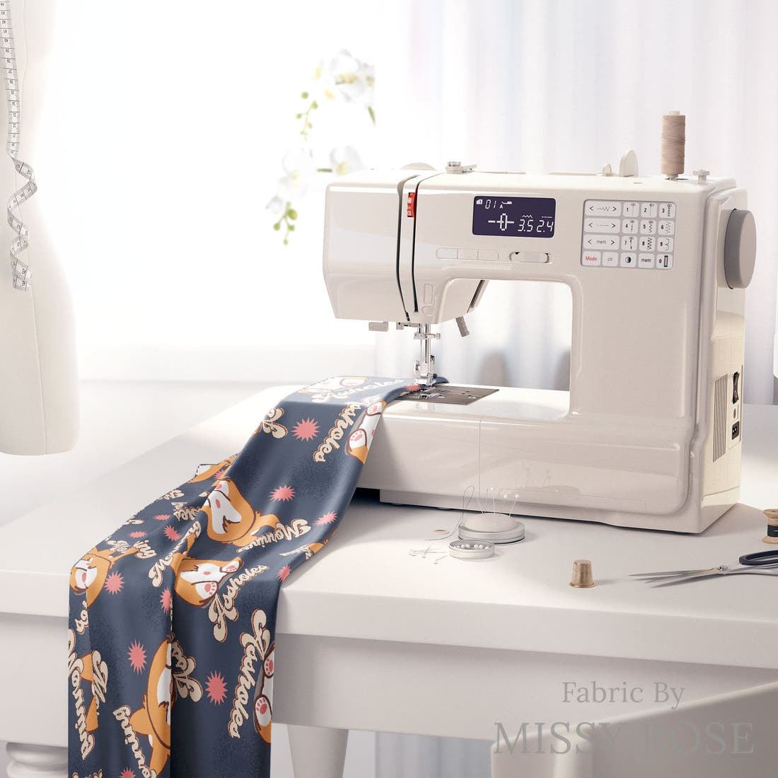 Profanity Fabric 290 on a sewing machine - premium fabric for sewing projects | Fabric by Missy Rose