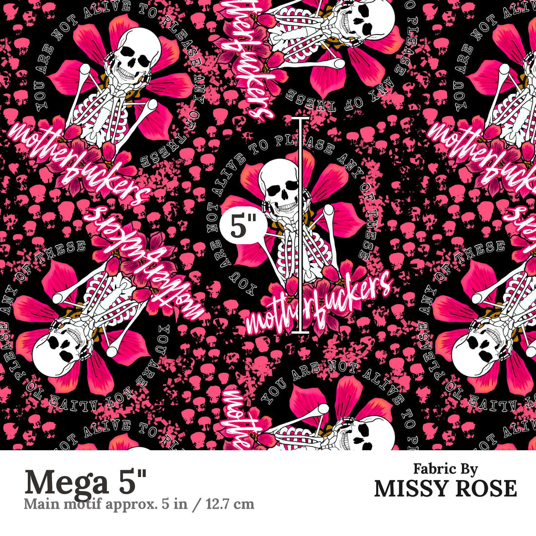 Profanity Fabric 291 Mega 5 inch print scale guide | Fabric by Missy Rose