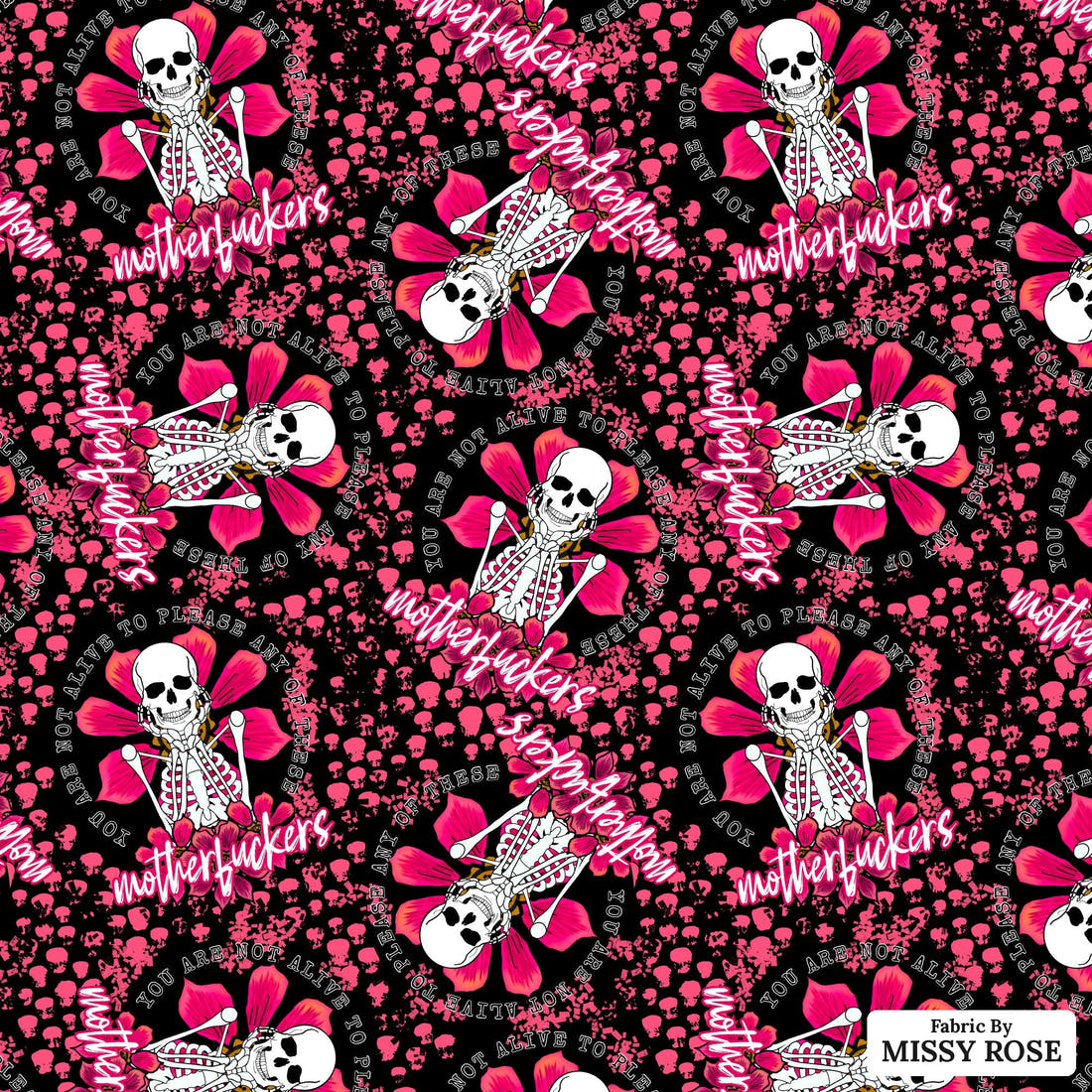 Profanity Fabric 291 - flat view of the print, zoom in for detail | Fabric by Missy Rose