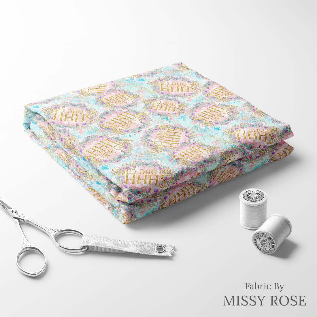 Profanity Fabric 292 folded fabric stack with matching thread - pre-order fabric Australia | Fabric by Missy Rose