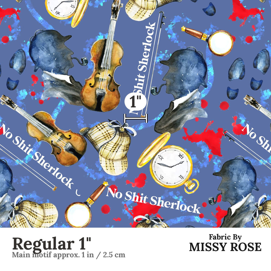 Profanity Fabric 293 Regular 1 inch print scale guide | Fabric by Missy Rose