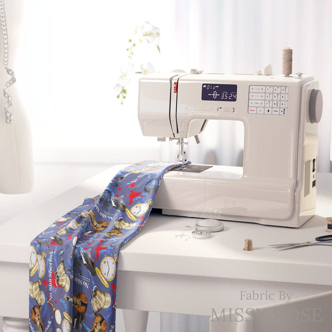 Profanity Fabric 293 on a sewing machine - premium fabric for sewing projects | Fabric by Missy Rose