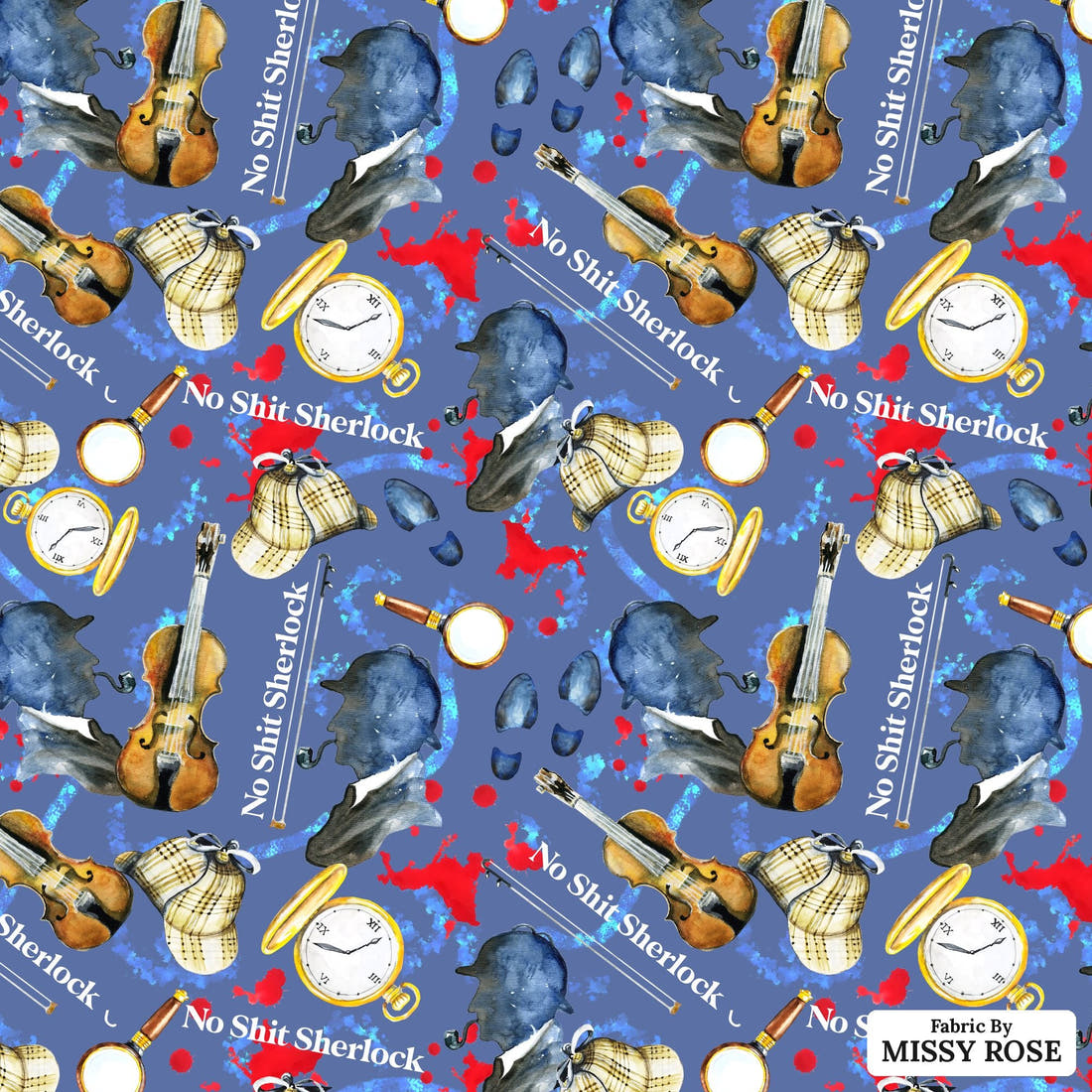Profanity Fabric 293 - flat view of the print, zoom in for detail | Fabric by Missy Rose