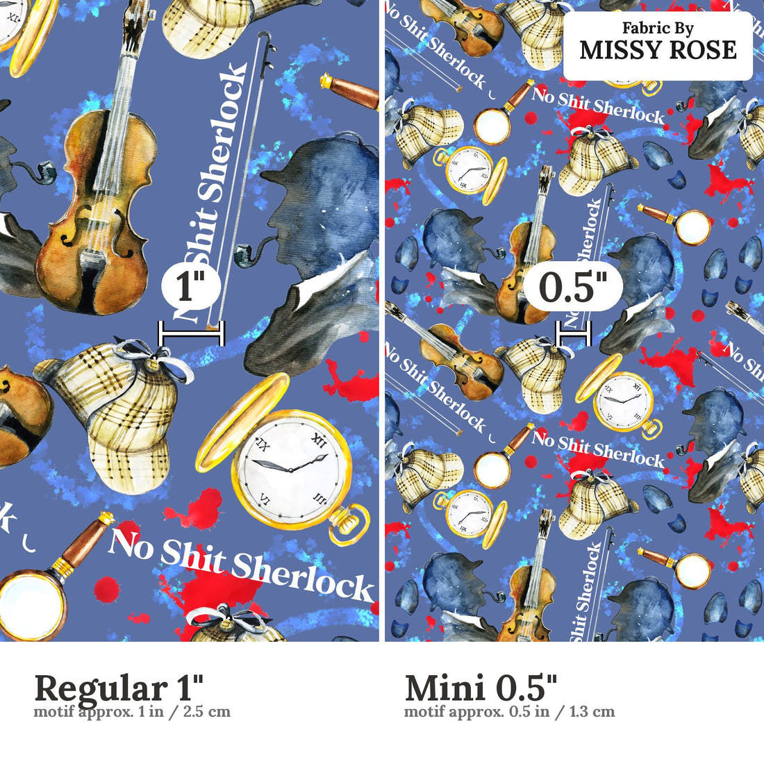 Profanity Fabric 293 Regular 1 inch vs Mini 0.5 inch print scale side by side | Fabric by Missy Rose