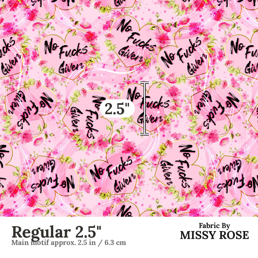 Profanity Fabric 294 Regular 2.5 inch print scale guide | Fabric by Missy Rose