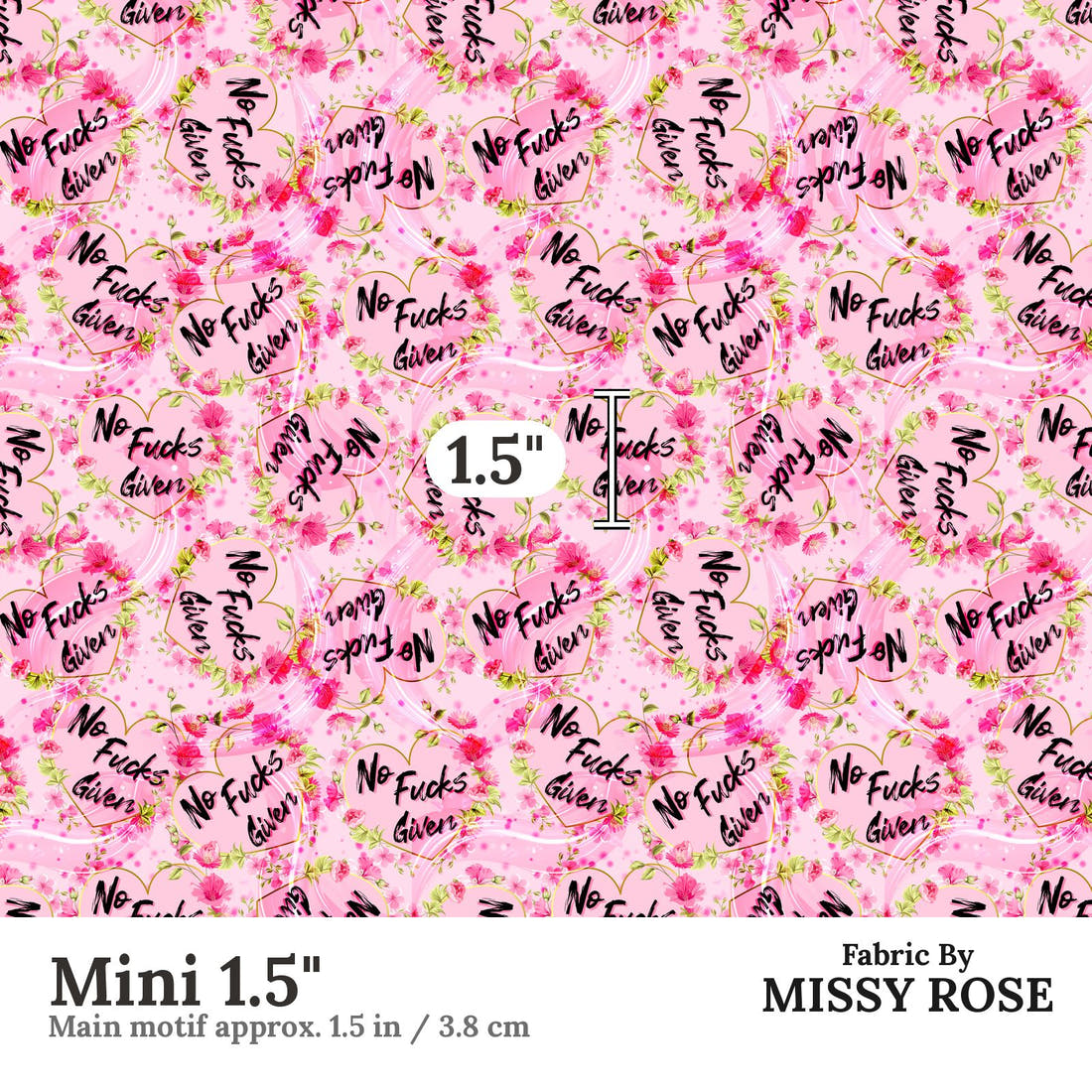 Profanity Fabric 294 Mini 1.5 inch print scale guide | Fabric by Missy Rose