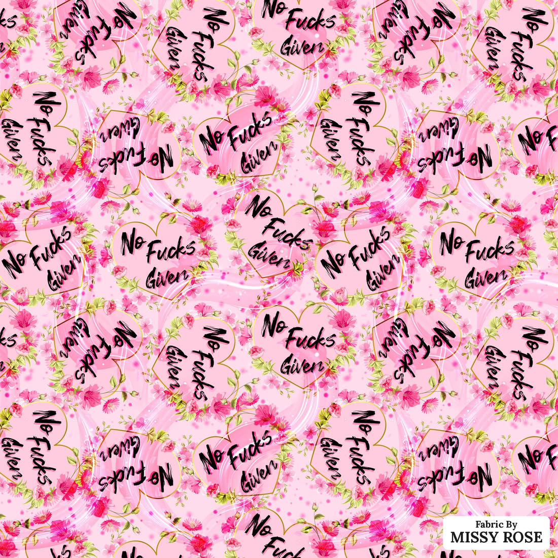 Profanity Fabric 294 - flat view of the print, zoom in for detail | Fabric by Missy Rose