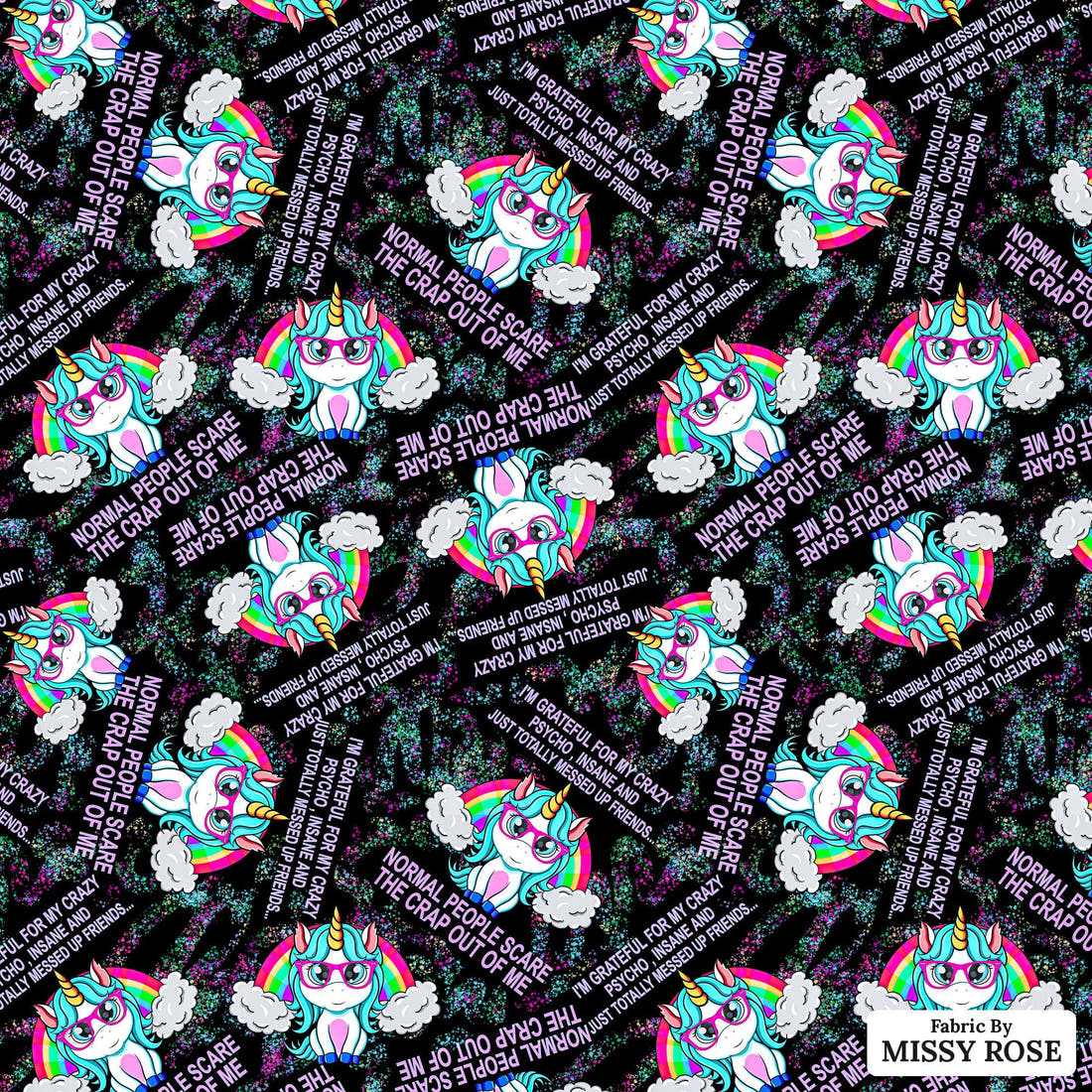 Profanity Fabric 295 - flat view of the print, zoom in for detail | Fabric by Missy Rose