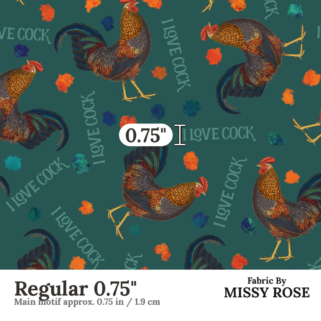 Profanity Fabric 296 Regular 0.75 inch print scale guide | Fabric by Missy Rose